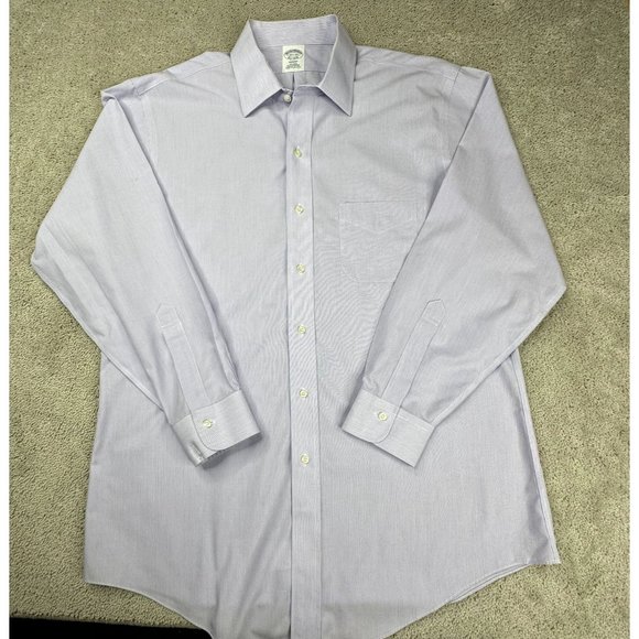 Brooks Brothers Dress Shirt size‎ 16.5 Large Blue fine pin stripes Very Nice! - Picture 2 of 9